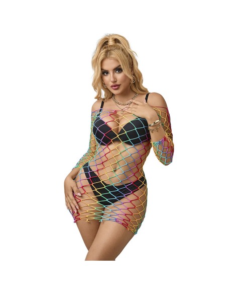 SUBBLIME - 952426 VESTIDO DE REJILLA MANGA LARGA ARCOIRIS TALLA ÚNICA SUBBLIME DRESSES