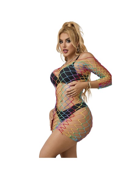 SUBBLIME - 952426 VESTIDO DE REJILLA MANGA LARGA ARCOIRIS TALLA ÚNICA SUBBLIME DRESSES