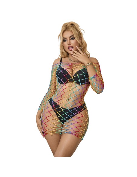 SUBBLIME - 952426 VESTIDO DE REJILLA MANGA LARGA ARCOIRIS TALLA ÚNICA SUBBLIME DRESSES
