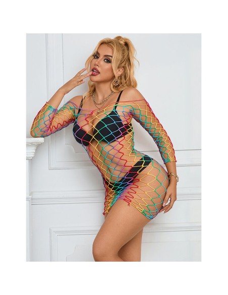 SUBBLIME - 952426 VESTIDO DE REJILLA MANGA LARGA ARCOIRIS TALLA ÚNICA SUBBLIME DRESSES