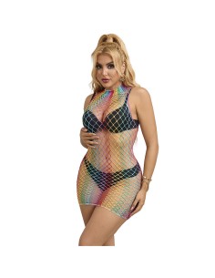 SUBBLIME - 952433 VESTIDO DE REJILLA SIN MANGAS CON CUELLO ALTO ARCOIRIS TALLA ÚNICA SUBBLIME DRESSES
