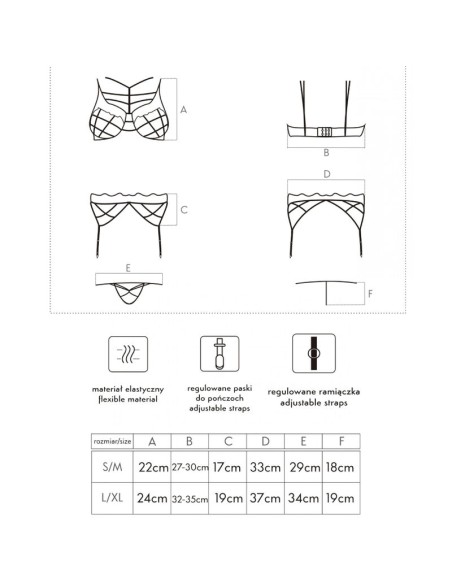LIVCO CORSETTI FASHION - SOLEDAD LC 20217 SUJETADOR + PANTY + LIGUERO L/XL LIVCO CORSETTI SETS