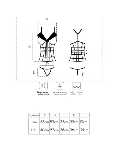 LIVCO CORSETTI FASHION - LAURA LC 20215 CORSET + TANGA S/M LIVCO CORSETTI SETS