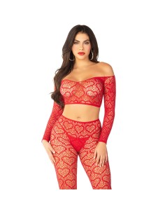 LEG AVENUE - CROP TOP + MEDIAS ROJO TALLA ÚNICA LEG AVENUE BODYSTOCKINGS 2