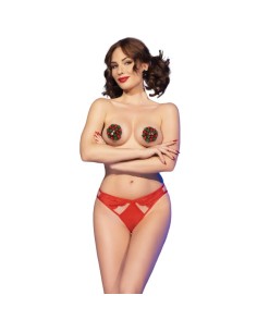 CHILIROSE - CR 4839 SET NAVIDEÑO PEZONERAS + PANTIES ROJO L/XL CHILIROSE SETS