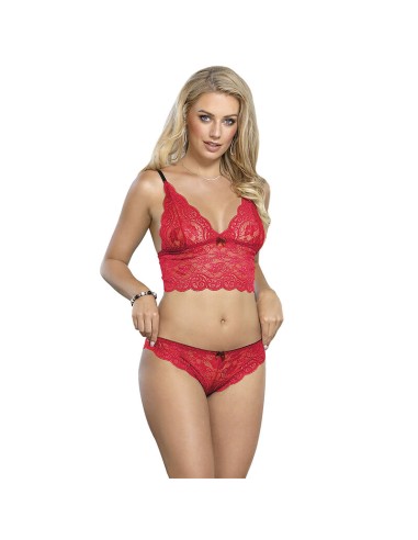 SUBBLIME - 953898 SET 3 PIEZAS ENCAJE Y SATEN ROJO S/M 