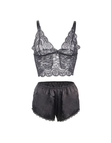 SUBBLIME - 953911 SET 3 PIEZAS ENCAJE Y SATEN NEGRO S/M 