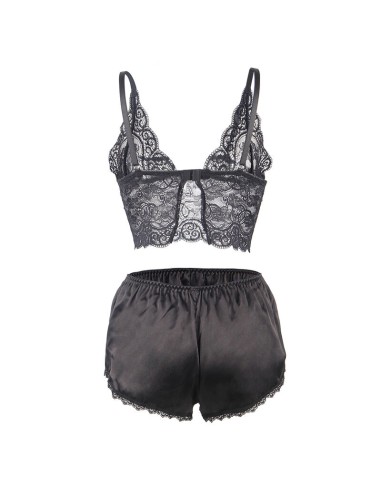 SUBBLIME - 953911 SET 3 PIEZAS ENCAJE Y SATEN NEGRO S/M 