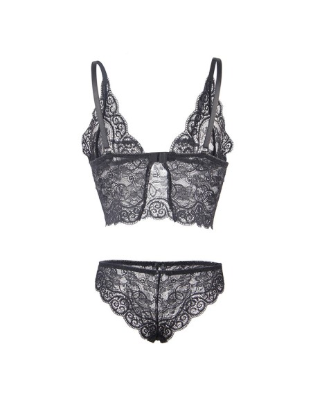 SUBBLIME - 953911 SET 3 PIEZAS ENCAJE Y SATEN NEGRO S/M SUBBLIME SETS