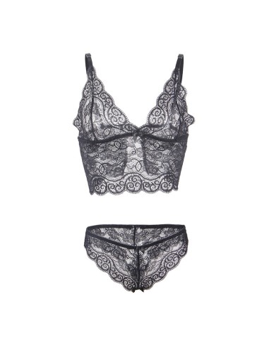 SUBBLIME - 953911 SET 3 PIEZAS ENCAJE Y SATEN NEGRO S/M 