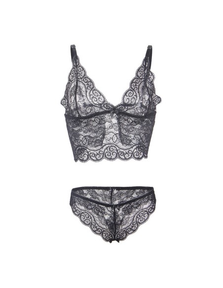 SUBBLIME - 953911 SET 3 PIEZAS ENCAJE Y SATEN NEGRO S/M SUBBLIME SETS