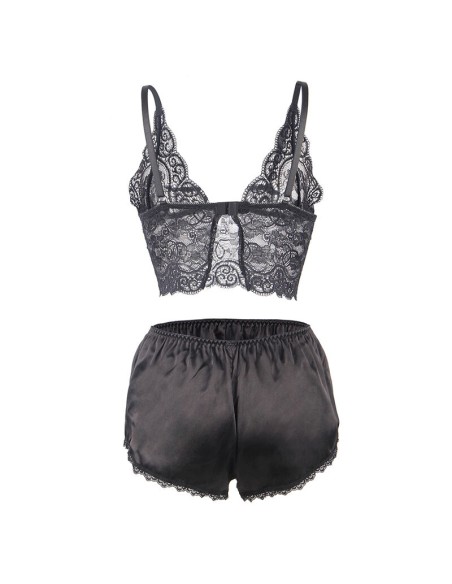 SUBBLIME - 953928 SET 3 PIEZAS ENCAJE Y SATEN NEGRO L/XL 