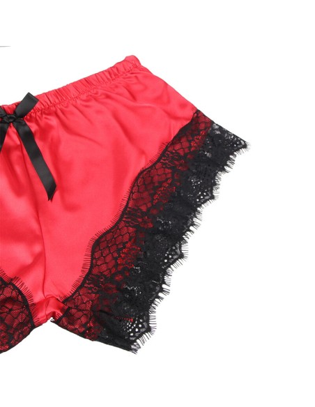 SUBBLIME - 953966 PIJAMA SEXY SATEN Y ENCAJE NEGRO/ROJO L/XL SUBBLIME SETS