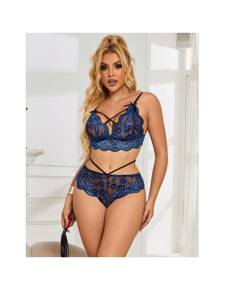 SUBBLIME - 954079 SUJETADOR + PANTIES ENCAJE AZUL L/XL SUBBLIME SETS