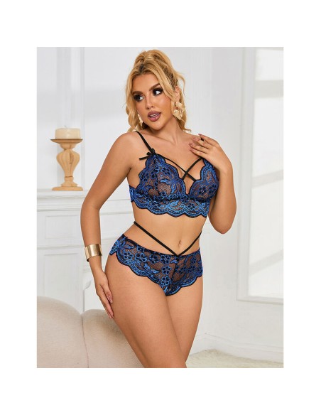 SUBBLIME - 954079 SUJETADOR + PANTIES ENCAJE AZUL L/XL SUBBLIME SETS