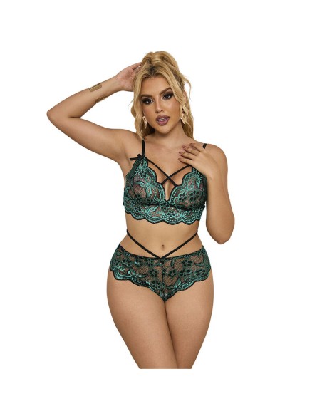 SUBBLIME - 954086 SUJETADOR + PANTIES ENCAJE VERDE S/M SUBBLIME SETS