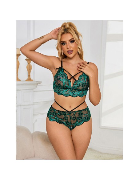 SUBBLIME - 954086 SUJETADOR + PANTIES ENCAJE VERDE S/M SUBBLIME SETS