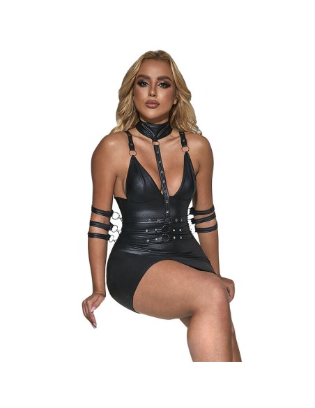 SUBBLIME - 954406 VESTIDO BONDAGE DE CUERO NEGRO S/M SUBBLIME DRESSES