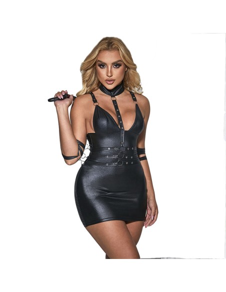 SUBBLIME - 954406 VESTIDO BONDAGE DE CUERO NEGRO S/M SUBBLIME DRESSES