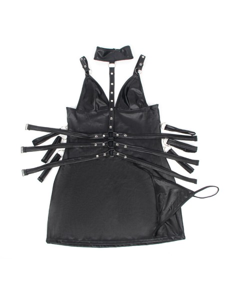 SUBBLIME - 954406 VESTIDO BONDAGE DE CUERO NEGRO S/M SUBBLIME DRESSES