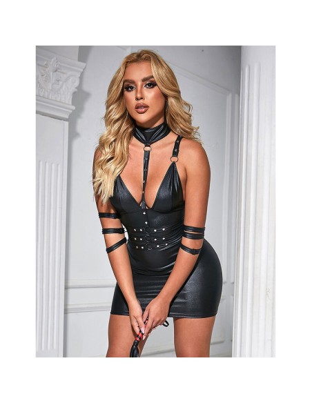 SUBBLIME - 954406 VESTIDO BONDAGE DE CUERO NEGRO S/M SUBBLIME DRESSES