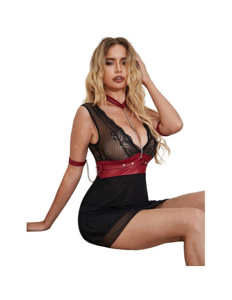 SUBBLIME - 954420 VESTIDO BONDAGE DE ENCAJE NEGRO S/M SUBBLIME DRESSES