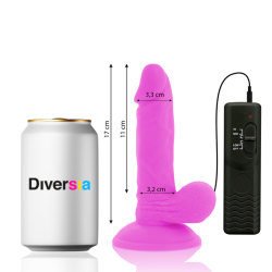 DIVERSIA - DILDO REALÍSTICO FLEXIBLE CON VIBRACIÓN MORADO 17 CM -O- 3.3 CM DIVERSIA 2