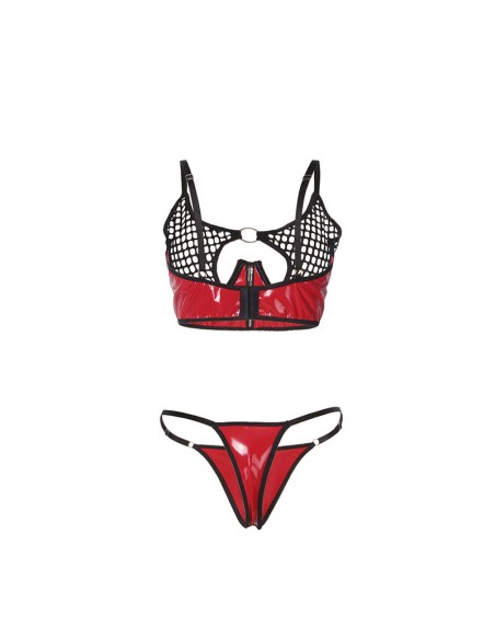 SUBBLIME - 955533 CONJUNTO SUJETADOR CON CREMALLERA DE MALLA DE CHAROL ROJO S/M SUBBLIME SETS