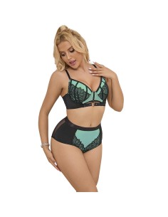 SUBBLIME - 955557 CONJUNTO SUJETADOR CON CREMALLERA DE MALLA DE CHAROL VERDE S/M SUBBLIME SETS 2