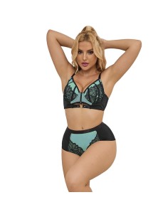 SUBBLIME - 955564 CONJUNTO SUJETADOR CON CREMALLERA DE MALLA DE CHAROL VERDE L/XL SUBBLIME SETS