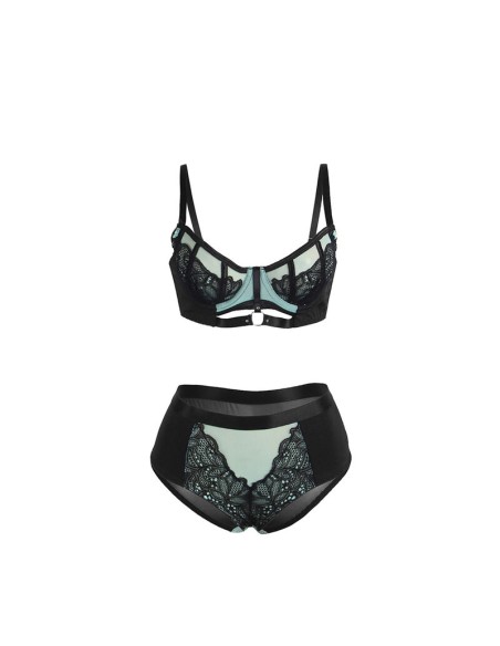 SUBBLIME - 955564 CONJUNTO SUJETADOR CON CREMALLERA DE MALLA DE CHAROL VERDE L/XL SUBBLIME SETS