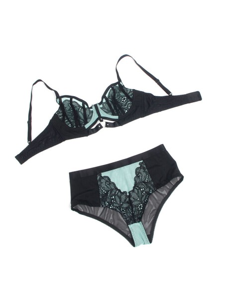 SUBBLIME - 955564 CONJUNTO SUJETADOR CON CREMALLERA DE MALLA DE CHAROL VERDE L/XL SUBBLIME SETS
