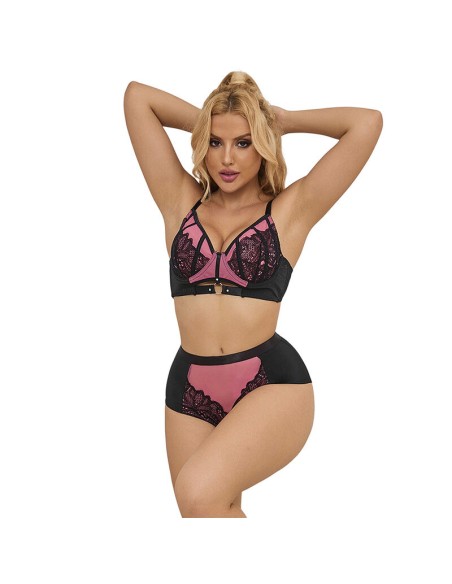 SUBBLIME - 955571 CONJUNTO SUJETADOR CON CREMALLERA DE MALLA DE CHAROL ROSA S/M SUBBLIME SETS
