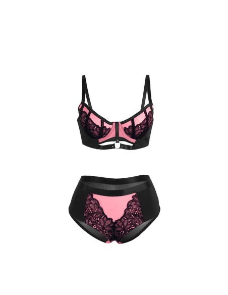 SUBBLIME - 955571 CONJUNTO SUJETADOR CON CREMALLERA DE MALLA DE CHAROL ROSA S/M SUBBLIME SETS
