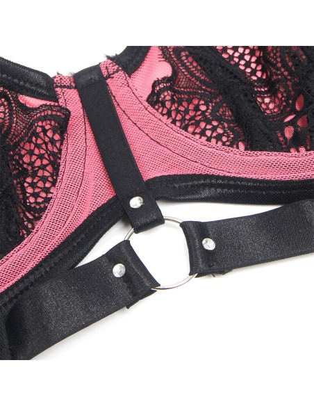 SUBBLIME - 955571 CONJUNTO SUJETADOR CON CREMALLERA DE MALLA DE CHAROL ROSA S/M SUBBLIME SETS