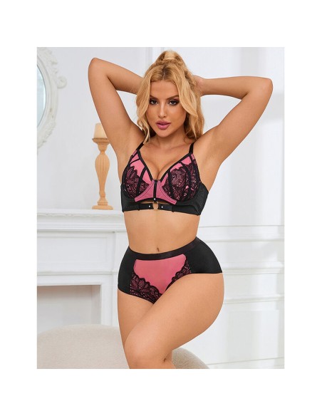 SUBBLIME - 955571 CONJUNTO SUJETADOR CON CREMALLERA DE MALLA DE CHAROL ROSA S/M SUBBLIME SETS