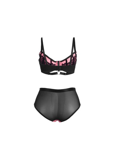SUBBLIME - 955588 CONJUNTO SUJETADOR CON CREMALLERA DE MALLA DE CHAROL ROSA L/XL 