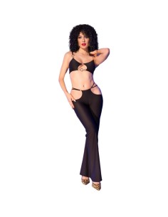 CHILIROSE - CR 4851 SET TOP NEGRO Y LEGGINS CON COMPLEMENTOS DORADOS L CHILIROSE SETS