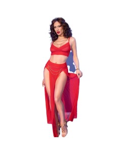 CHILIROSE - CR 4850 SET TOP ROJO Y LEGGINS CON COMPLEMENTOS DORADOS S CHILIROSE SETS