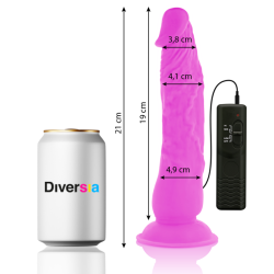 DIVERSIA - DILDO REALÍSTICO FLEXIBLE CON VIBRACIÓN LILA 21 CM -O- 4.9 CM DIVERSIA 2