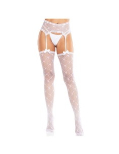 LEG AVENUE - MEDIAS DE CORAZÓN CON LIGAS BLANCO LEG AVENUE HOSIERY