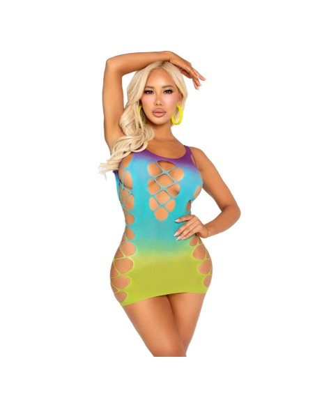 LEG AVENUE - MINI VESTIDO SIN COSTURAS Y ABERTURAS OCEAN LEG AVENUE DRESSES