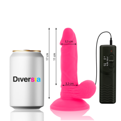 DIVERSIA - DILDO REALÍSTICO FLEXIBLE CON VIBRACIÓN ROSA 17 CM -O- 3.3 CM DIVERSIA 2