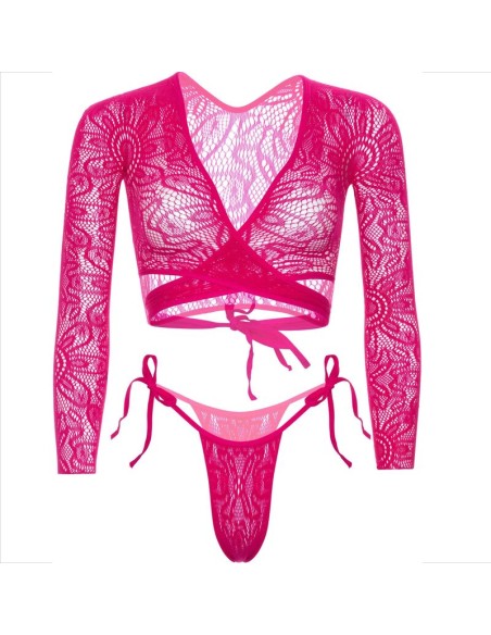 LEG AVENUE - TOP CORTO DE ENCAJE CON TANGA LEG AVENUE SETS
