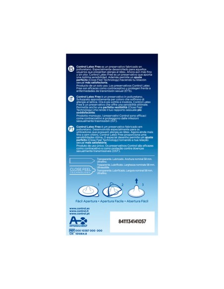 CONTROL - FREE SIN LATEX PRESERVATIVOS 5 UNIDADES CONTROL CONDOMS