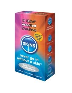 SKINS - PRESERVATIVOS NATURAL + FINO + PUNTOS & ESTRIAS 12 UDS SKINS