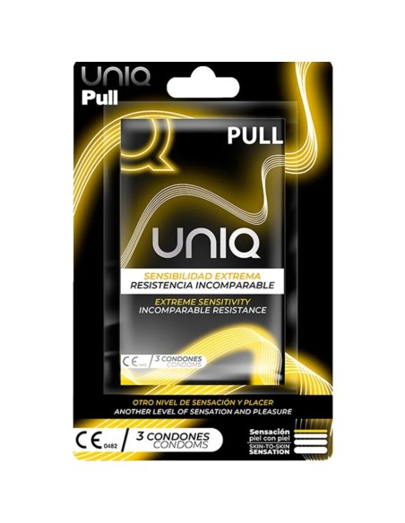 UNIQ - PULL PRESERVATIVOS CON TIRAS SIN LÁTEX 3 UNIDADES UNIQ