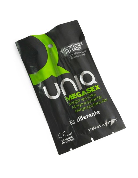 UNIQ - MEGASEX PRESERVATIVOS SENSITIVOS CON LIGUERO SIN LATEX 3 UNIDADES UNIQ