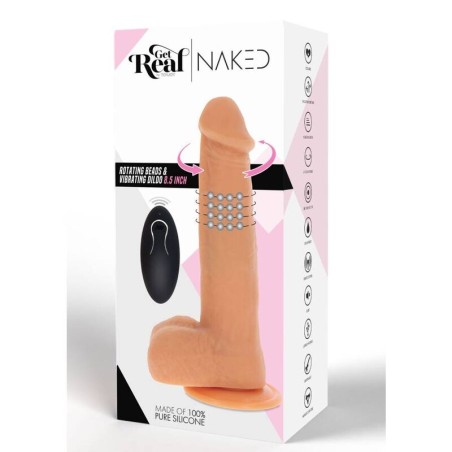GET REAL - DILDO VIBRADOR CON BOLAS GIRATORIAS NATURAL GET REAL