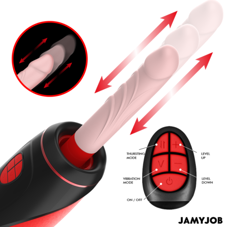 JAMYJOB - PYSTON BASE MASTURBADOR AUTOMÁTICO CON DILDO CONTROL REMOTO JAMYJOB